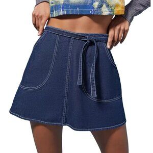 Anna Sui & UO Denim Wrap Mini Skirt, NWT, XS